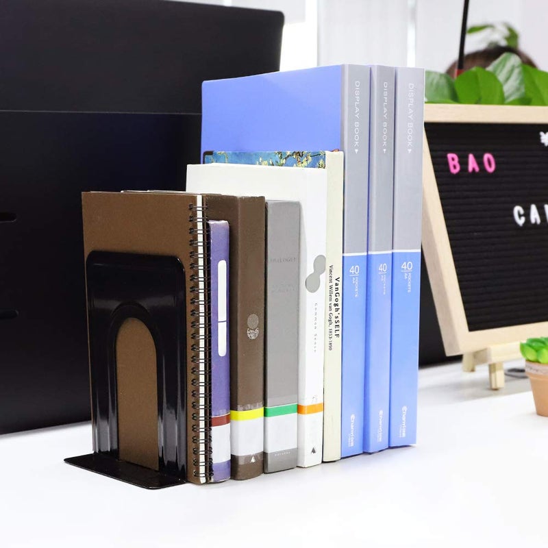 Jekkis 20pcs Metal Bookends for Shelves, 6.6"x 5.7"x 5" Black Heavy Duty Book Ends for Nonskid Bookend Supports Plain Large Bookends, Library Office Home, 10 Pair - Image 5